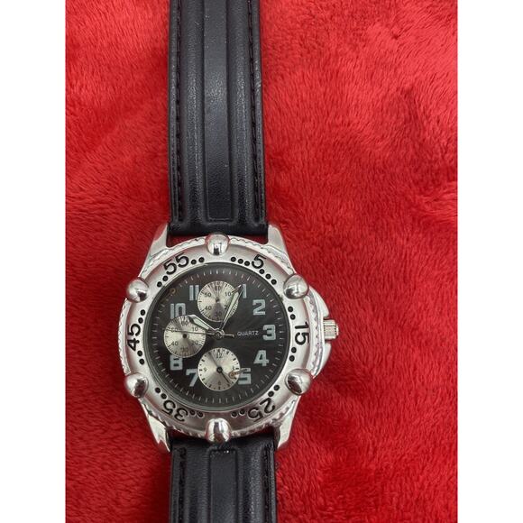 KNX Men's Quartz Watch Stainless Steel Case Brown Leather For Parts Need Repairs - Picture 1 of 10